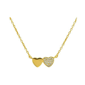 Double Heart Gold Vermeil Necklace (NGCH2/4HRT) Necklaces athenadesigns 