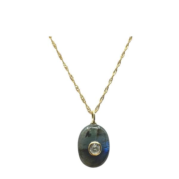 Oval Labradorite Pendant with White Topaz Inset Pendant (NGCP778LD) Necklaces athenadesigns 