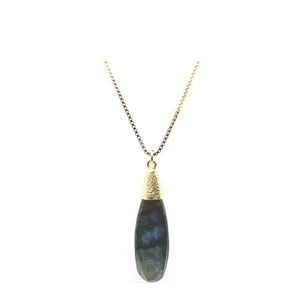 Smooth Long Pear Shape Semi Precious Necklace: Labradorite (NGCP79LD) Necklaces athenadesigns 