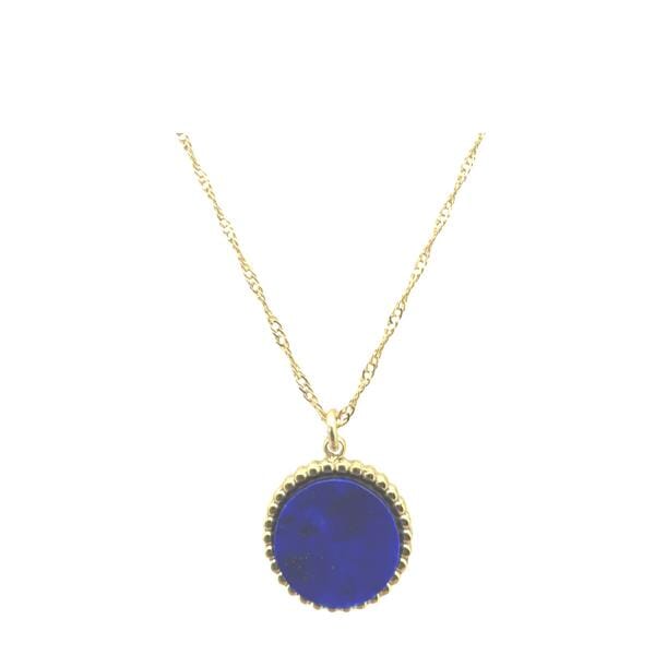 Stainless Steel Pendant - Lapis Stone on Gold Fill Chain (NGSP47LP) Necklaces athenadesigns 