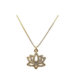 Charms: 14kt Gold Fill & CZ Lotus on Gold Fill Chain: (NGCP45LTS) Necklaces athenadesigns 