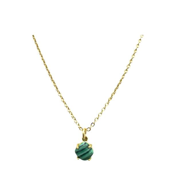 6mm Prong Set Semi Precious Stone Necklace: Malachite (NGCH740ML) Necklaces athenadesigns 
