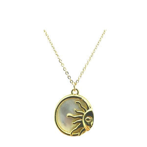 Sun on Mother of Pearl Pendant Necklace (NGCP434SN) Necklaces athenadesigns 