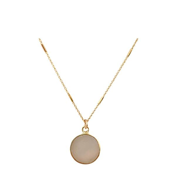 Bezel Set Semi Precious Coin on Gold Vermeil Chain: Moonstone (NGCP746MN) Necklaces athenadesigns 