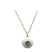 Load image into Gallery viewer, Round Moonstone Pendant with White Topaz Inset Pendant (NGCP776MN) Necklaces athenadesigns 
