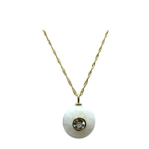 Round Moonstone Pendant with White Topaz Inset Pendant (NGCP776MN) Necklaces athenadesigns 