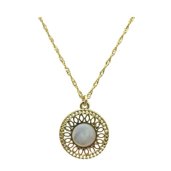 Lattice Work and Mother of Pearl Pendant (NGCP466MOP) Necklaces athenadesigns 