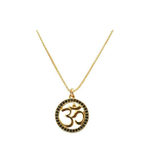 Cut Out Gold Fill & CZ Om Pendant Necklace: (NGCP46OM) Necklaces athenadesigns 