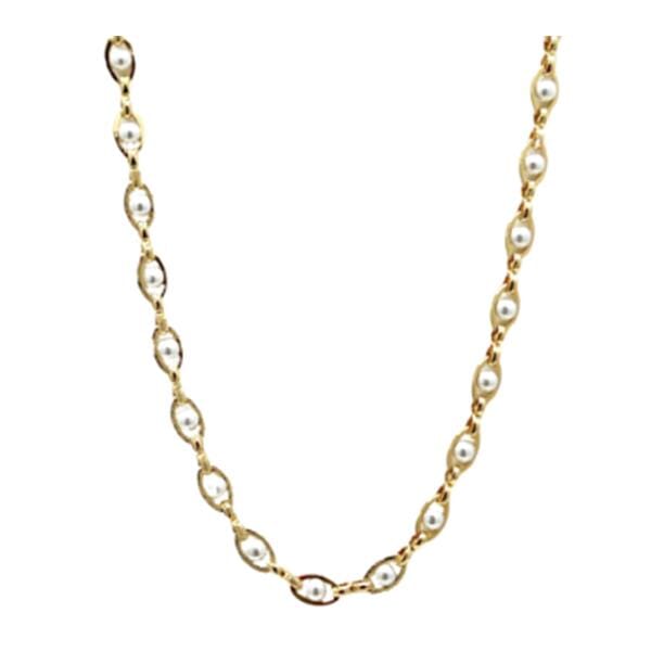Oval Links With Pearls Necklace: (NG4308) Necklaces athenadesigns 