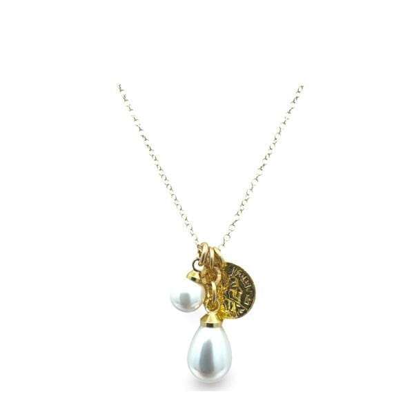 Cluster Necklace: Pearls and Coin Charm (NGCL3834) Necklaces athenadesigns 
