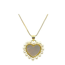 Load image into Gallery viewer, Pearl 18kt Gold Fill Heart Necklace (NGCP633) Necklaces athenadesigns 
