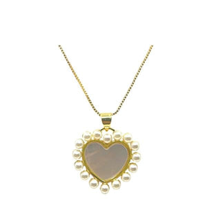 Pearl 18kt Gold Fill Heart Necklace (NGCP633) Necklaces athenadesigns 