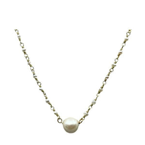 Beaded Vermeil Chain With 10mm Pearl Necklace (NG3363) Necklaces athenadesigns 