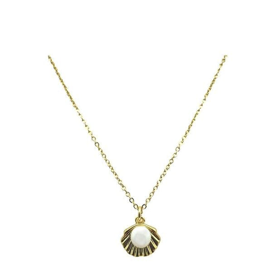 Small Charm Necklace: Seashell with Pearl (NGCH43SH) Necklaces athenadesigns 