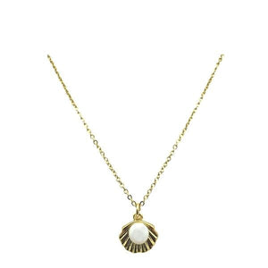 Small Charm Necklace: Seashell with Pearl (NGCH43SH) Necklaces athenadesigns 