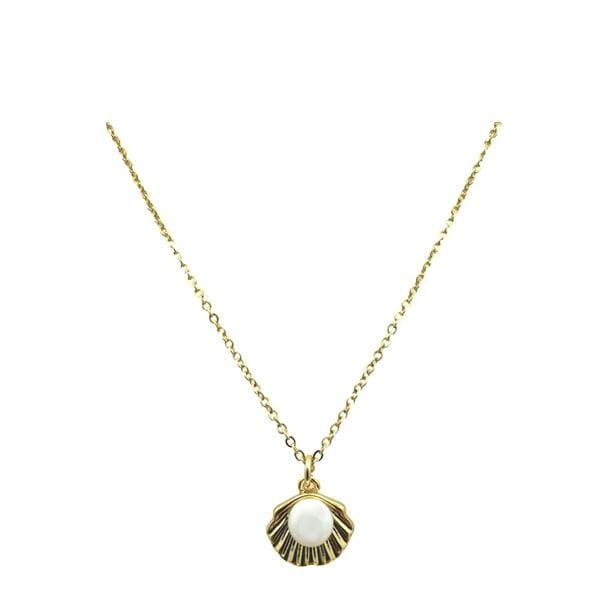 Small Charm Necklace: Seashell with Pearl (NGCH43SH) Necklaces athenadesigns 