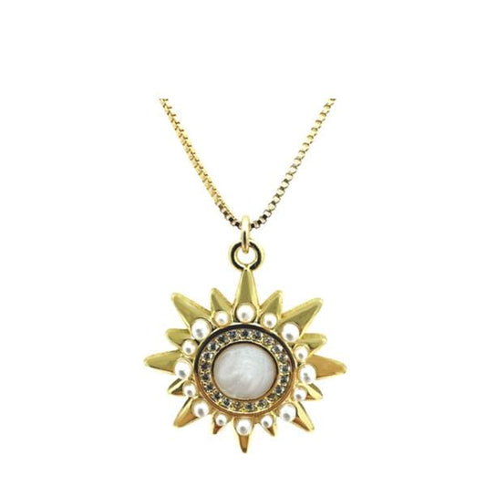 Starburst Pendant With Pearls & CZ (NGCP46035) Necklaces athenadesigns 