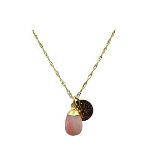 Pink Opal Smooth Drop Charm Necklace (NGCH744PO) Necklaces athenadesigns 