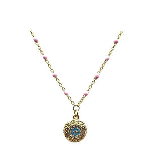 Mix & Match: Choose From 4 Charms on Vermeil Enamel Chain:Pink (NG704P_) Necklaces athenadesigns Charm: CZ Mosaic 