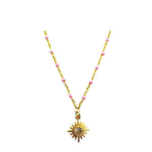 Mix & Match: Choose From 4 Charms on Vermeil Enamel Chain:Pink (NG704P_) Necklaces athenadesigns Charm: Starburst 