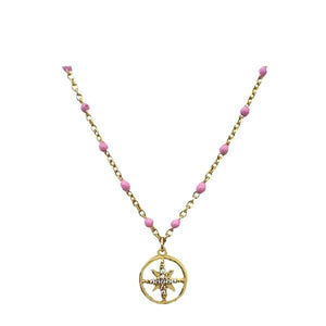 Mix & Match: Choose From 4 Charms on Vermeil Enamel Chain:Pink (NG704P_) Necklaces athenadesigns Charm: NorthStar 
