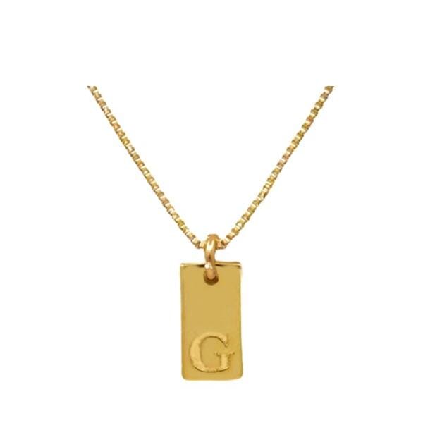 Initial Necklaces; Letters A-I Plated Tags; Silver or Gold (N_CP48_) Necklaces athenadesigns Gold Plated G 