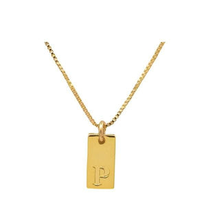 Initial Necklaces; Letters M-R Plated Tags; Silver or Gold (N_CP48_) Necklaces athenadesigns Gold Plated P 
