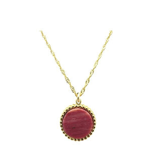 Stainless Steel Pendant -Rhodochrosite Stone on Gold Fill Chain (NGSP47RD) Necklaces athenadesigns 