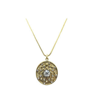 Stainless Steel Pendant - Gold Plated & CZ on Gold Fill Chain (NGSP4655) Necklaces athenadesigns 