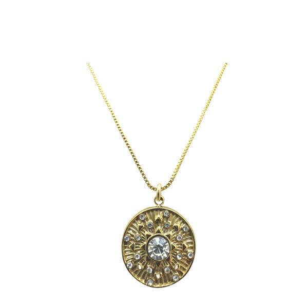Stainless Steel Pendant - Gold Plated & CZ on Gold Fill Chain (NGSP4655) Necklaces athenadesigns 