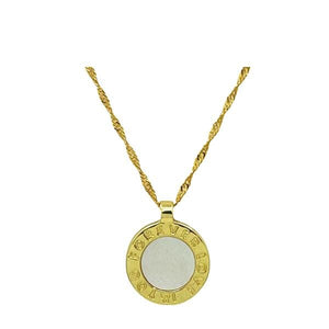Roman Numeral Pendant with Mother of Pearl Center (NGCP4063) Necklaces athenadesigns 