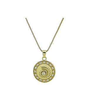 Round Pendant with Nautilus and CZ (NGCP465NTL) Necklaces athenadesigns 