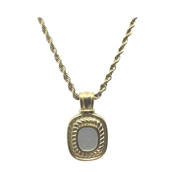Stainless Steel: 'Antique' Charm with Acrylic Center on Rope Chain (NGSS484W) Necklaces athenadesigns 