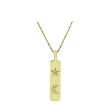 Load image into Gallery viewer, Stars and Moon Tag Necklace (NGCP48MNST) Necklaces athenadesigns 
