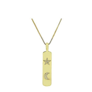 Stars and Moon Tag Necklace (NGCP48MNST) Necklaces athenadesigns 
