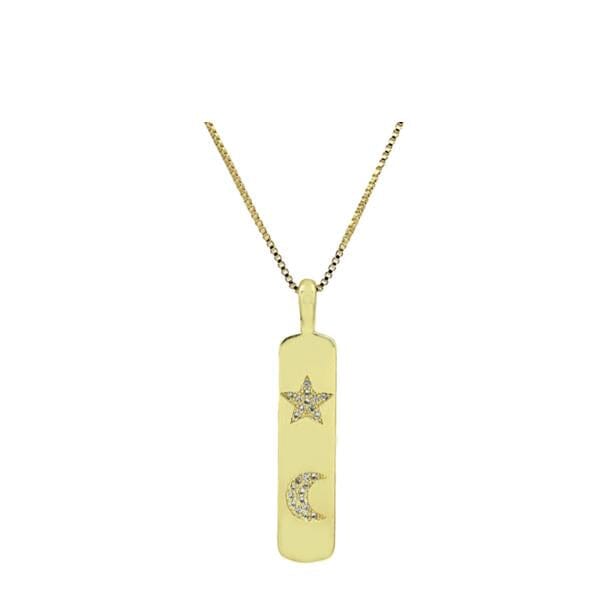Stars and Moon Tag Necklace (NGCP48MNST) Necklaces athenadesigns 