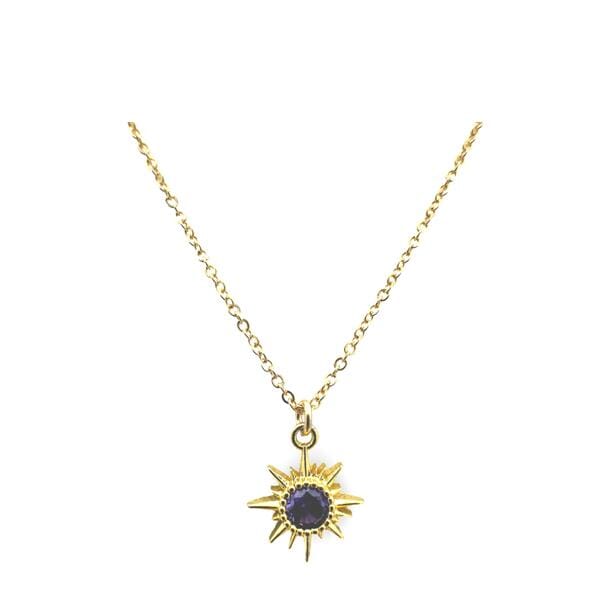 Starburst CZ Center Necklace: Amethyst (NGCH445Y) Necklaces athenadesigns 