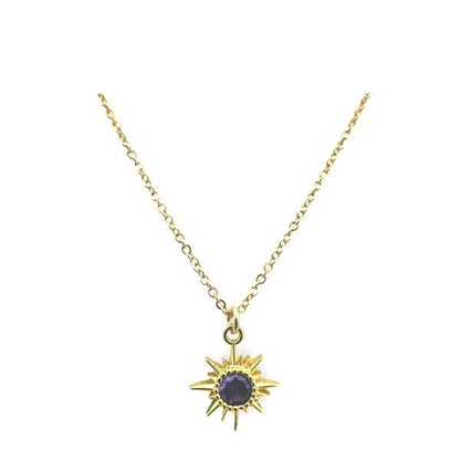 Starburst CZ Center Necklace: Amethyst (NGCH445Y) Necklaces athenadesigns 