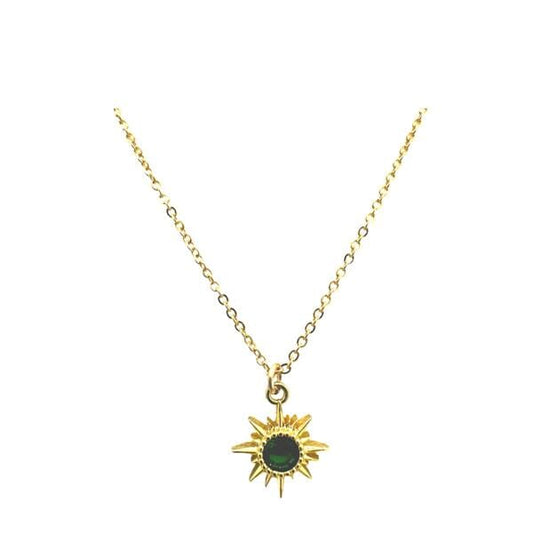 Starburst CZ Center Necklace: Emerald (NGCH445EM) Necklaces athenadesigns 