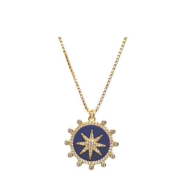 Enamel Starburst Charm on 18kt Gold Fill Chain: Lapis (NGCP756LP) Necklaces athenadesigns 
