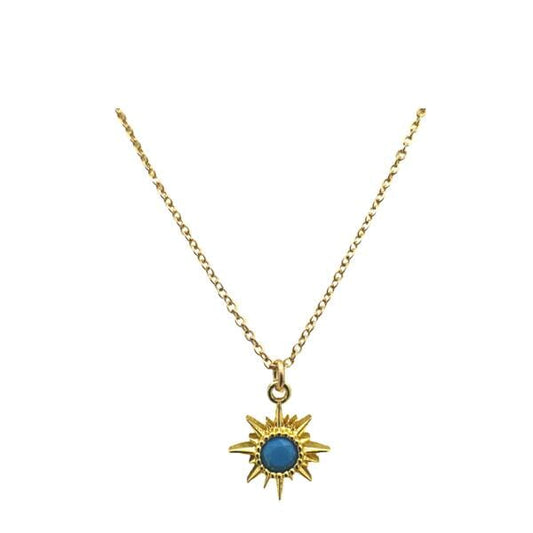 Starburst CZ Center Necklace: Turquoise (NGCH445TQ) Necklaces athenadesigns 