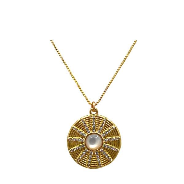 Gold Fill Sun Pendant: CZ & Pearl (NGCP4656) Necklaces athenadesigns 
