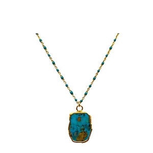 Electroform Pendant on Gold Vermeil or Plated Beaded Chain: Turquoise (_NG778TQ) Necklaces Athena Designs Plated Chain: PNG778TQ 