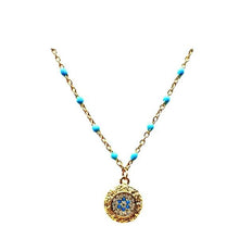 Load image into Gallery viewer, Mix &amp; Match: Choose From 4 Charms on Vermeil Enamel Chain:Turquoise (NG704TQ_) Necklaces athenadesigns Charm: CZ Mosaic 
