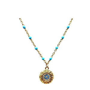 Mix & Match: Choose From 4 Charms on Vermeil Enamel Chain:Turquoise (NG704TQ_) Necklaces athenadesigns Charm: CZ Mosaic 