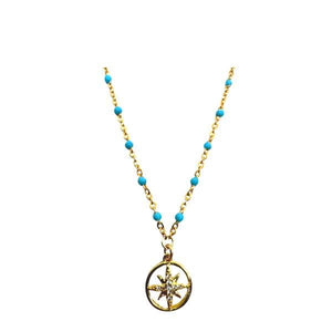 Mix & Match: Choose From 4 Charms on Vermeil Enamel Chain:Turquoise (NG704TQ_) Necklaces athenadesigns Charm: NorthStar 