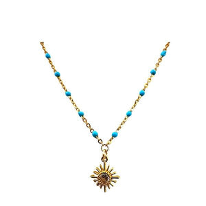 Mix & Match: Choose From 4 Charms on Vermeil Enamel Chain:Turquoise (NG704TQ_) Necklaces athenadesigns Charm: Starburst 