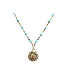 Load image into Gallery viewer, Mix &amp; Match: Choose From 4 Charms on Vermeil Enamel Chain:Turquoise (NG704TQ_) Necklaces athenadesigns Charm: Sunflower 
