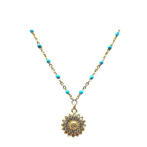 Mix & Match: Choose From 4 Charms on Vermeil Enamel Chain:Turquoise (NG704TQ_) Necklaces athenadesigns Charm: Sunflower 