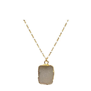 Electroform Pendant on Gold Vermeil or Plated Beaded Chain: Wt Druzy (_NG778DZ) Necklaces Athena Designs Plated Chain: PNG778DZ 
